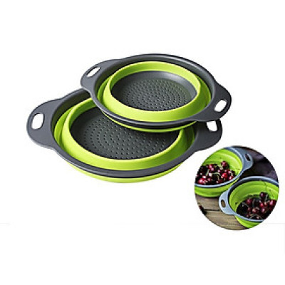 Combo 2 rổ đựng có thể gấp gọn (rổ lớn 29*24*9,3cm, rổ nhỏ 24,5*20*8,5cm) - màu giao ngẫu nhiên