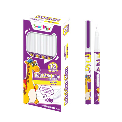 Hộp 12 bút lông kim Smartkids Fineliner Gira mực tím 0.4mm FL01 dành cho học sinh tiểu học