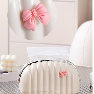 Hộp Đựng Giấy Ăn Rút Hình Vỏ Sò Kèm Nơ Hồng Có Lò Xo - Hộp Đựng Giấy Ăn Cao Cấp - Hàng Chính Hãng MINIIN