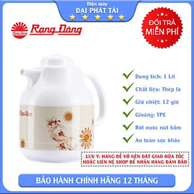 Bình pha trà giữ nhiệt Rạng Đông Inox có phin lọc trà 1 lít