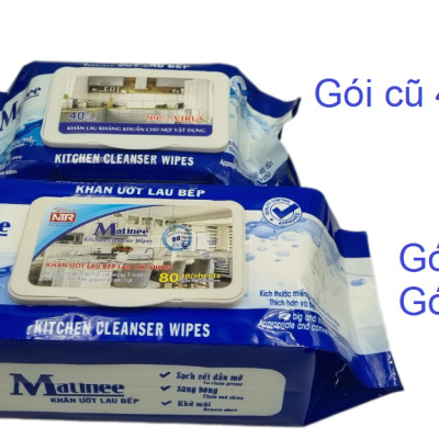 Thùng 5 Gói Khăn Ứớt Lau Bếp Matinee gói mới 80 tờ khăn to và dày giá không đổi
