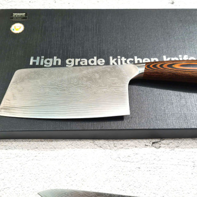 DAO - BỘ 3 DAO BẾP NHẬT BẢN THÉP DAMASCUS MÃ A1 DT2 nt topcomshop vn