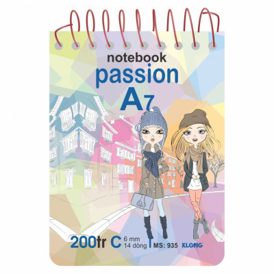 Sổ lò xo KLONG đơn ngang - dọc 200tr A7 70/76 offset bìa cứng; MS: 935