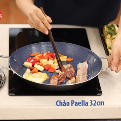 Chảo Paella iMat Hybrid 32cm màu xanh