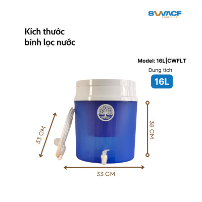 Compo 2 bình lọc nước uống trực tiếp SWACF 16L | CWFLT Nano bạc, lõi lọc 7L, tốc độ lọc 2 - 4 lít/giờ, giữ khoáng thiết yếu