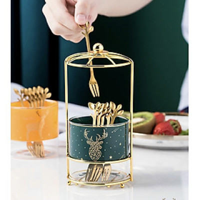 GIỎ ĐỰNG DĨA ĂN HOA QUẢ BẰNG SỨ  ĐÁY TRONG SUỐT VÔ CÙNG TINH TẾ VÀ SANG TRỌNG MẪU MỚI NĂM 2021 - VD34