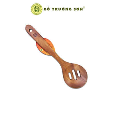 Vá Vớt Thức Ăn Cỡ Nhỏ Muôi Tròn Gỗ Lỗ - Vá gỗ S5 Xà Cừ/ Vá 3 rãnh - Đồ Gỗ Nhà Bếp Thương Hiệu Trường Sơn