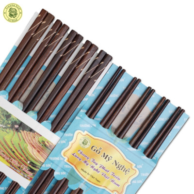 10 Đôi Đũa Gỗ Đen Cẩn Dây Đàn - Đồ Gỗ Nhà Bếp Thương Hiệu Trường Sơn