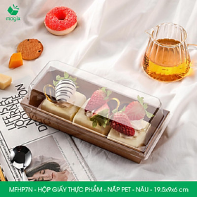 MFHP7N - 19.5x9x6 cm - 25 hộp giấy nắp PET kraft nâu đựng thực phẩm, thức ăn mang đi