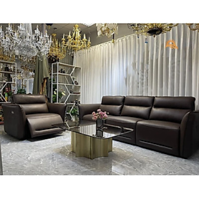 Combo ghế sofa chỉnh điện 100% da bò Italy Tundo màu nâu – SFDCT01 2m7 hàng cao cấp chuẩn da bò nhập khẩu Ý