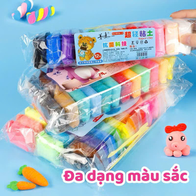 Đất Sét Tự Khô Siêu Nhẹ 12 Màu Cao Cấp Softclay Nặn Hình - An Toàn Cho Bé - HÀNG CHÍNH HÃNG MINIIN
