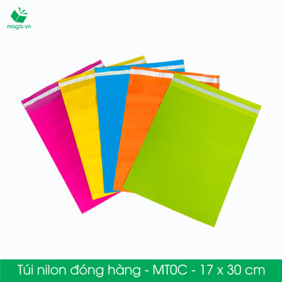 MT0C - 17x30 cm - Túi nilon gói hàng - 200 túi niêm phong đóng hàng màu cam