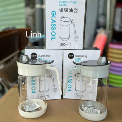 Bình Thủy Tinh Rót Dầu Ăn/Nước Mắm Có Vòi & Phễu Tích Hợp – Dung Tích 500ml – Chai Đựng Gia Vị Thông Minh, Chịu Nhiệt, Có Vạch Chia- HÀNG CHÍNH HÃNG MINIIN
