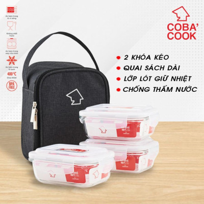 Bộ 3 hộp đựng cơm thủy tinh  COBA