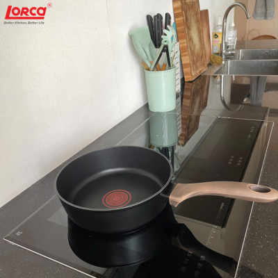 Chảo Chống Dính 5 Lớp Liền Khối Lorca TA 2034A Dùng Cho Mọi Loại Bếp, Cảm Biến Nhiệt, Sâu Lòng