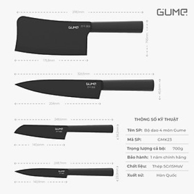 Bộ dao 4 món cao cấp GUME GMK23 Hàn Quốc Hàng chính hãng