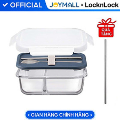 Hộp cơm thủy tinh kèm muỗng đũa LocknLockLLG991CL 930ml - Hàng chính hãng, Tặng Ống Hút Inox 304