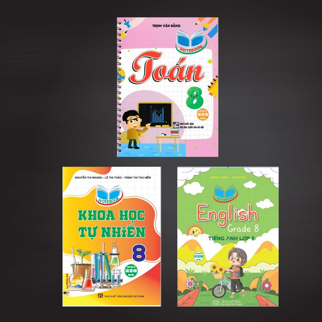 sách - Combo 3 quyển notebook, toán, anh, khoa học tự nhiên lớp 8 (HA)
