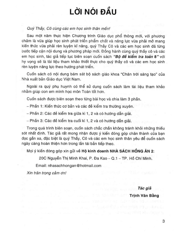Sách - Bộ đề kiểm tra Toán 8 (bám sát SGK Chân trời sáng tạo)