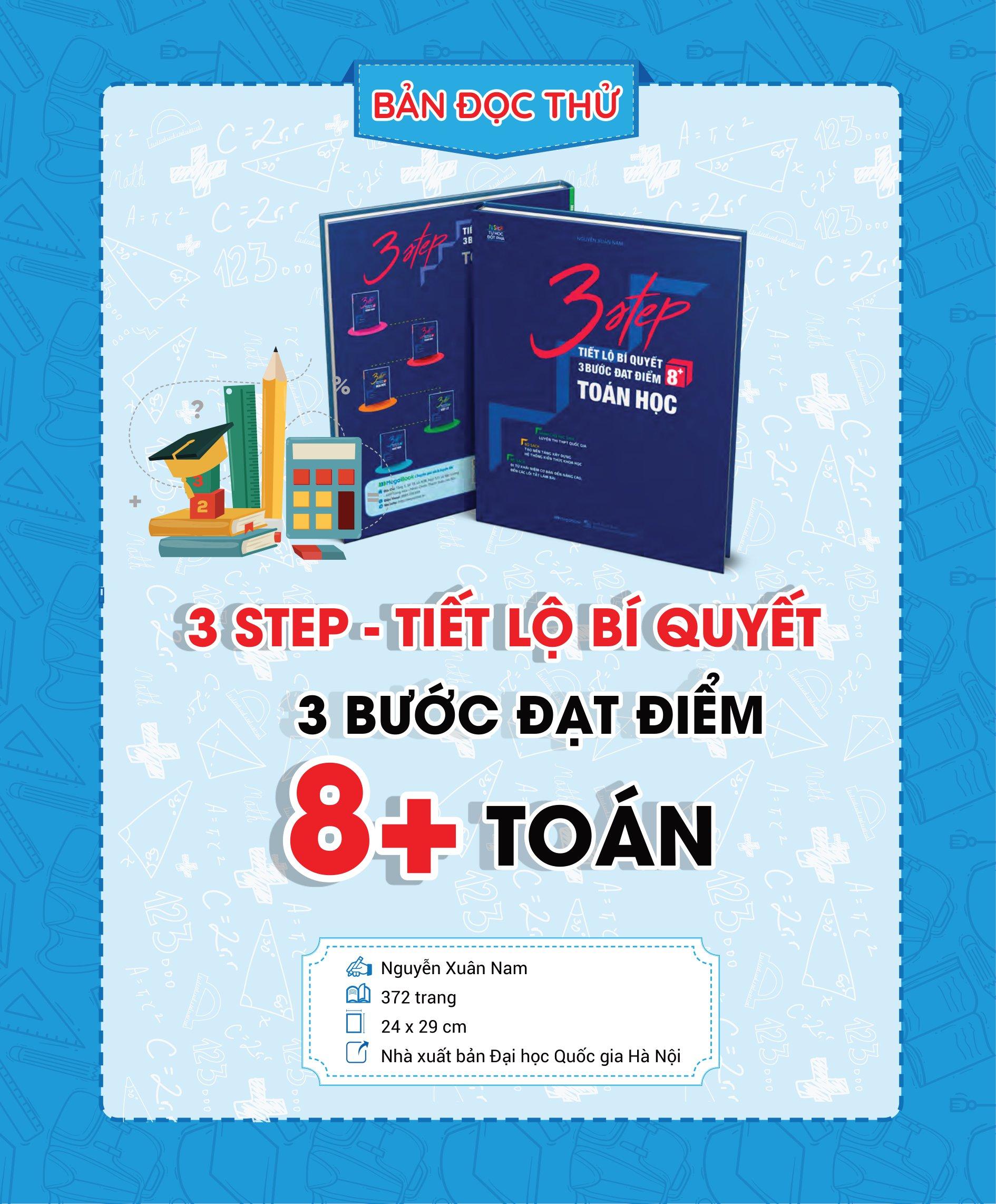 Combo 3 Step - Tiết Lộ Bí Quyết 3 Bước Đạt Điểm 8+ Toán - Văn - Anh