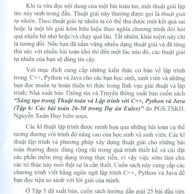 Sáng Tạo Trong Thuật Toán Và Lập Trình Với C++, Python Và Java, Tập 6: Các Bài Toán 26-50 Trong Dự Án Euler