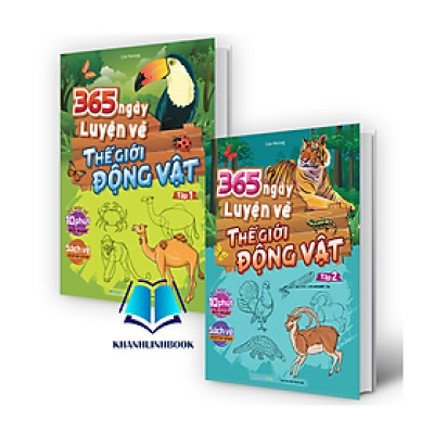 Sách - Combo 365 ngày luyện vẽ Thế Giới Động Vật - Tập 1 + 2 (MG)