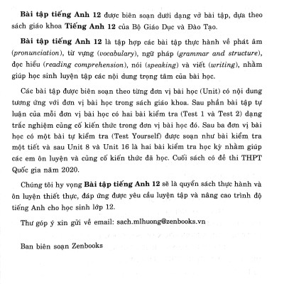 Bài Tập Tiếng Anh Lớp 12 - Có Đáp Án (2022)