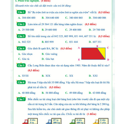 Sách - Đề Kiểm Tra Toán Lớp 4 - Học Kì 1 - Cánh Diều