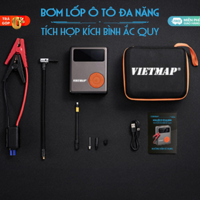 Bơm lốp đa năng kết hợp kích bình ắc quy VIETMAP 4 trong 1 - Hàng chính hãng