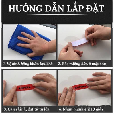 Set 4 Decal Phản Quang Dán Cửa Xe Ô Tô, Cảnh Báo Va Chạm Khi Mở Cửa Xe Ôtô Cho Người Đi Đường Phía Sau. TakyHome 9700