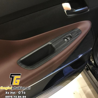 Ốp nội thất vân gỗ cho Hyundai Santafe 2019 Cao cấp - gỗ đen