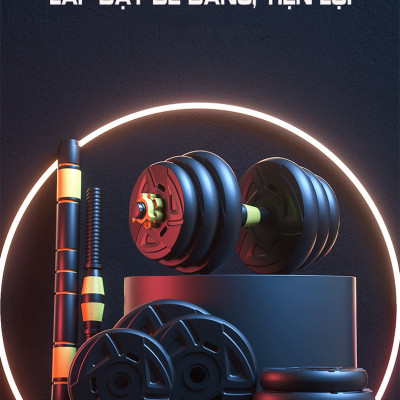 Bộ Tạ Tập Tay 2 in 1 Kết Hợp Tạ Đẩy (20kg) Đa Năng 