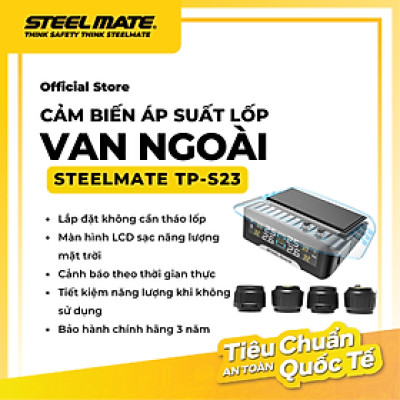Cảm Biến Áp Suất Lốp Ô Tô STEELMATE TP-S23 – Màn Hình LED, Sạc Năng Lượng Mặt Trời, Cảm Biến Siêu Nhạy, Bảo Hành 3 Năm