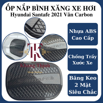 Ốp Nắp Bình Xăng Dành Cho Xe Hyundai Santafe 2021 Vân Carbon Cao Cấp