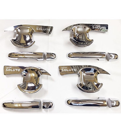 Bộ Ốp Tay Nắm, Hõm Cửa Xe KIA SOLUTO 2019-2020-2021 Mạ Crom 8 Chi Tiết, Tặng Kèm 3 M