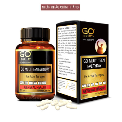 Viên uống dành cho tuổi teen nhập khẩu chính hãng New Zealand GO MULTI TEEN EVERYDAY (60 viên) bổ sung 32 vitamin, khoáng chất và một số dưỡng chất hỗ trợ duy trì và tăng cường sức khỏe cho trẻ ở tuổi tăng trưởng, tuổi dậy thì