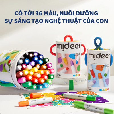 Màu sáp dầu, bút sáp lụa vặn hữu cơ Mideer Silky Crayon kèm quai cho bé 12-24-36 màu