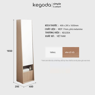 Tủ Trang Điểm Decor Có Gương Soi Toàn Thân Đứng Hack Dáng Đẹp, 2 Cánh Mở, Cao 165cm KEGODA KGD43