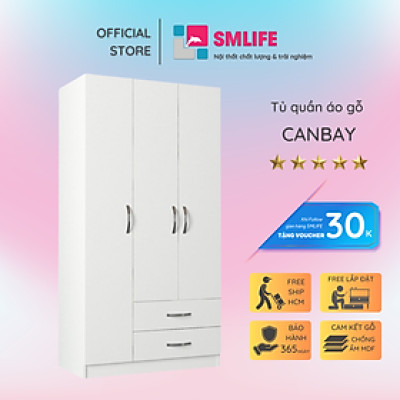 Tủ để quần áo cho bé bằng gỗ SMLIFE Canbay