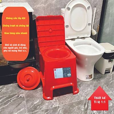 Bồn Cầu Di Động Ghế Đi Vệ Sinh Trong Nhà Chính Hãng Có Chân Đế Chống Trơn Trượt