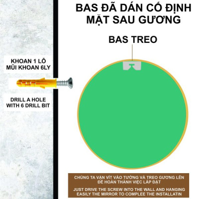 Gương Soi Kibath Tròn D80cm Khung Hợp Kim Nhôm KB-137.80