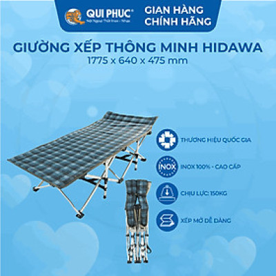 [Chính hãng Qui Phúc] Giường xếp gấp gọn HIDAWA, khung inox, vải lưới mát (màu ngẫu nhiên)