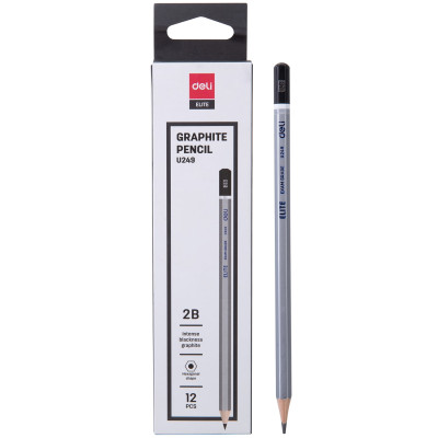 Bút chì 2B cao cấp Deli, màu bạc 12 cây/hộp CU24910