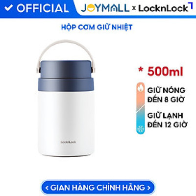 Hộp cơm giữ nhiệt Lock&Lock màu xanh navy LHC8042NVY 700ml - Hàng chính hãng, 2 ngăn kèm muỗng inox, có thể ủ cháo cho bé - JoyMall