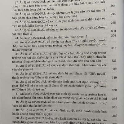 Hệ Thống  Án Lệ Việt Nam ( hiện hành) Từ Án Lệ số 01 đến Án Lệ số 72