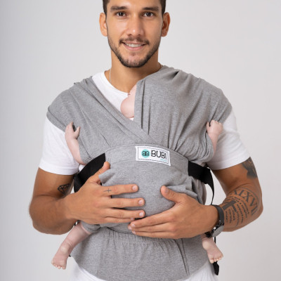 Địu vải BUBI Gen 3 - 100% Cotton - XÁM TIÊU