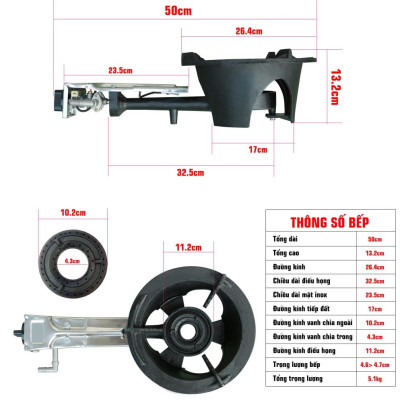 Combo Bếp Gas Công Nghiệp Mini Dành Riêng Cho Hộ Gia Đình Kèm Van Dây - Hàng Chính Hãng