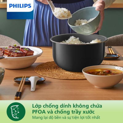 Nồi Cơm Điện Tử Mini Philips HD3170/66, 0.85Lit - 600w, Hàng Chính Hãng