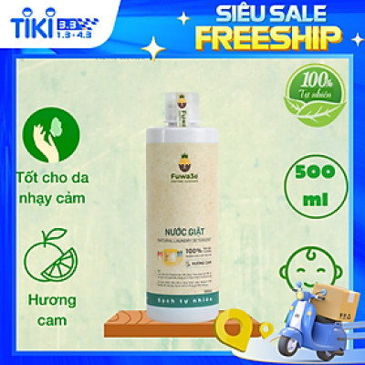 Nước giặt quần áo hữu cơ Fuwa3e an toàn cho bé chuyên giặt lụa hương cam 500ml