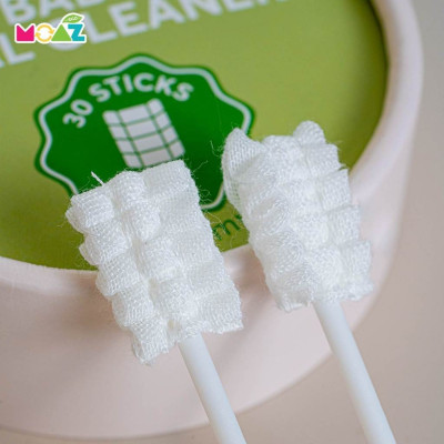 Que Gạc Khô Rơ Lưỡi Moaz Eco Vệ Sinh Răng Miệng Cho Bé - Hộp 30c